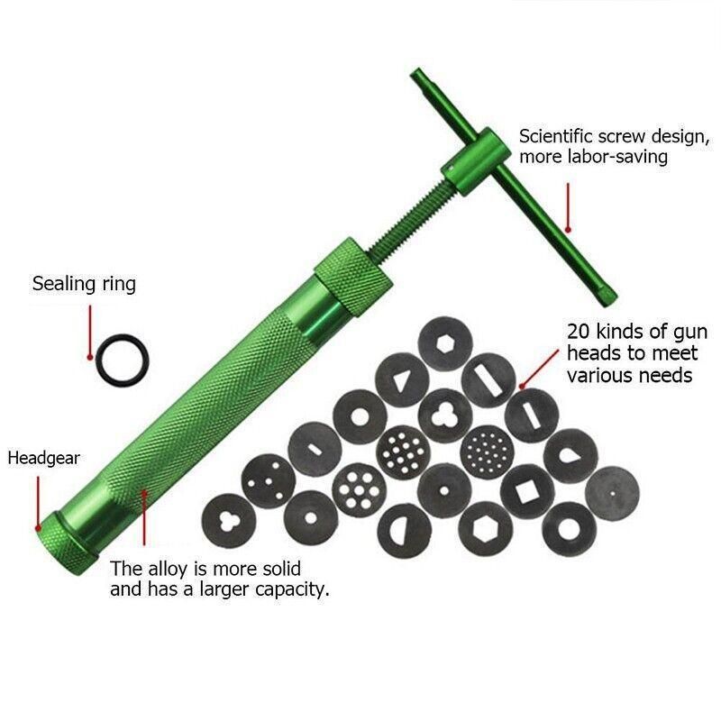 Polymer Clay Gun Extruder Sculpey Sculpting Tool with 20 Discs Cake Tool Craft view 12