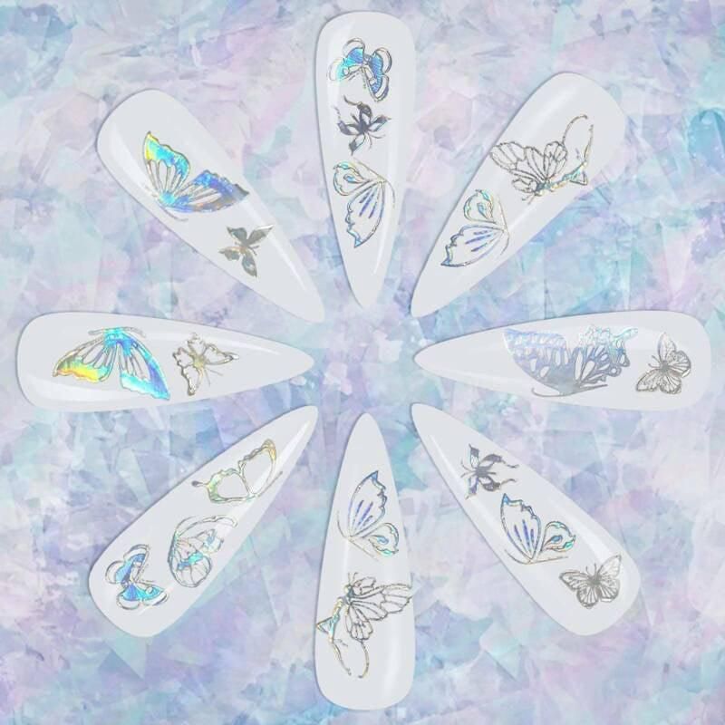 3D Nail Butterfly Design Sticker Decor Decal Holographic Laser Nail Art view 4