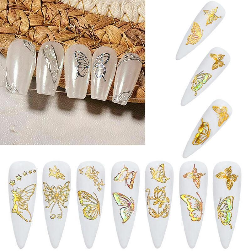 3D Nail Butterfly Design Sticker Decor Decal Holographic Laser Nail Art view 7