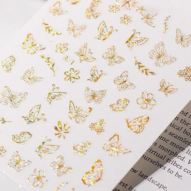 3D Nail Butterfly Design Sticker Decor Decal Holographic Laser Nail Art view 8