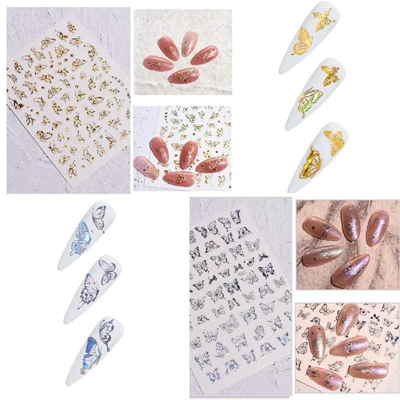 3D Nail Butterfly Design Sticker Decor Decal Holographic Laser Nail Art view 12