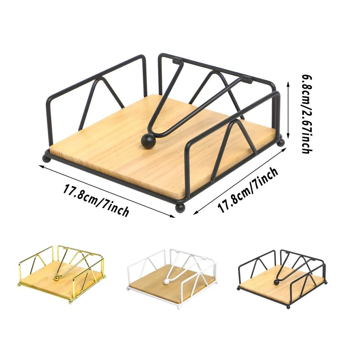Steel Napkin Holder Serviette Rack Organiser Kitchen Serving Bar 3 Colours - Gold view 4