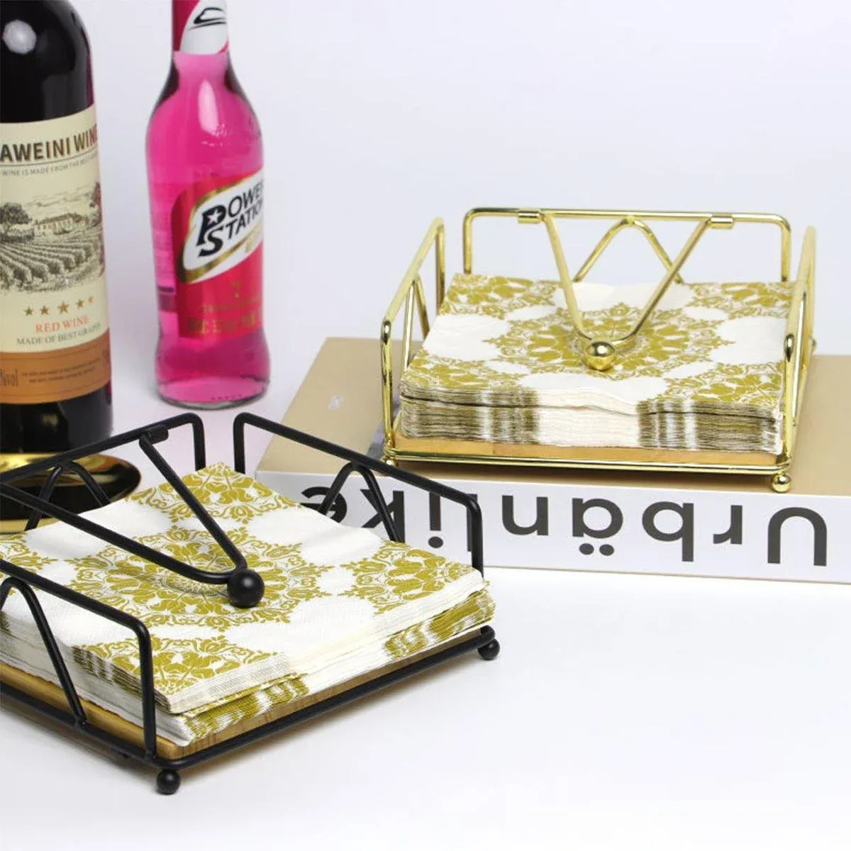 Steel Napkin Holder Serviette Rack Organiser Kitchen Serving Bar 3 Colours - Gold view 7