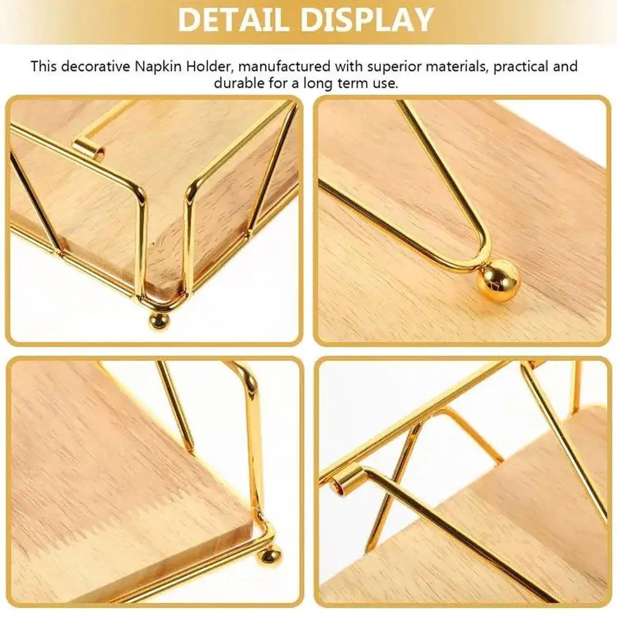 Steel Napkin Holder Serviette Rack Organiser Kitchen Serving Bar 3 Colours - Gold view 8