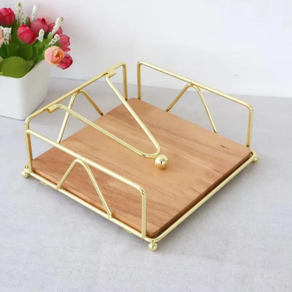 Steel Napkin Holder Serviette Rack Organiser Kitchen Serving Bar 3 Colours - Gold view 9