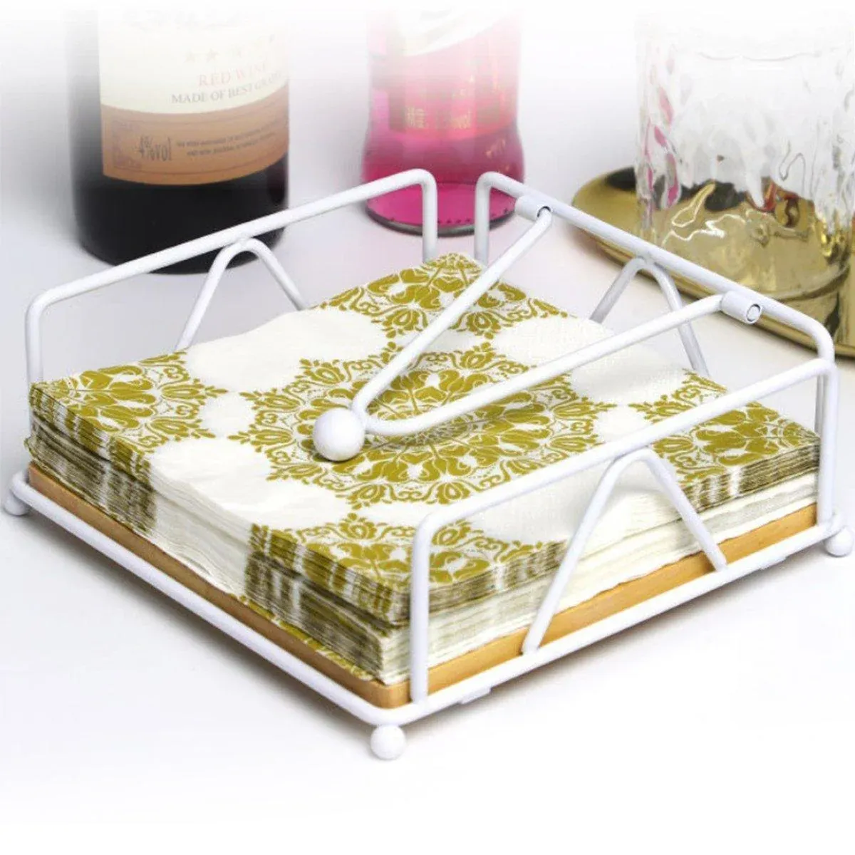 Steel Napkin Holder Serviette Rack Organiser Kitchen Serving Bar 3 Colours - Gold view 10