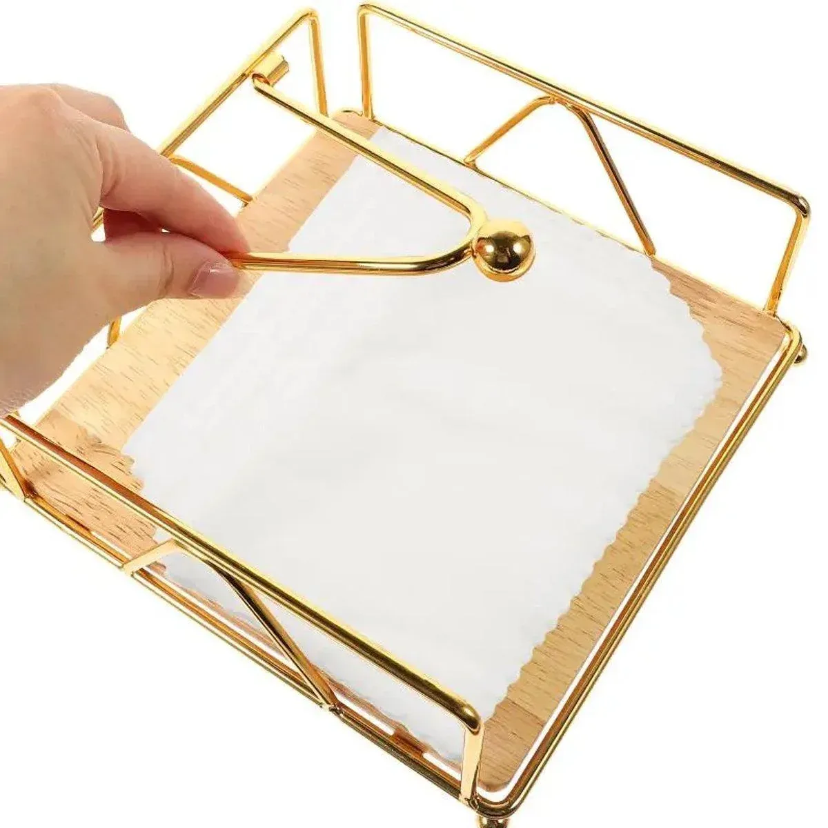 Steel Napkin Holder Serviette Rack Organiser Kitchen Serving Bar 3 Colours - Gold view 11