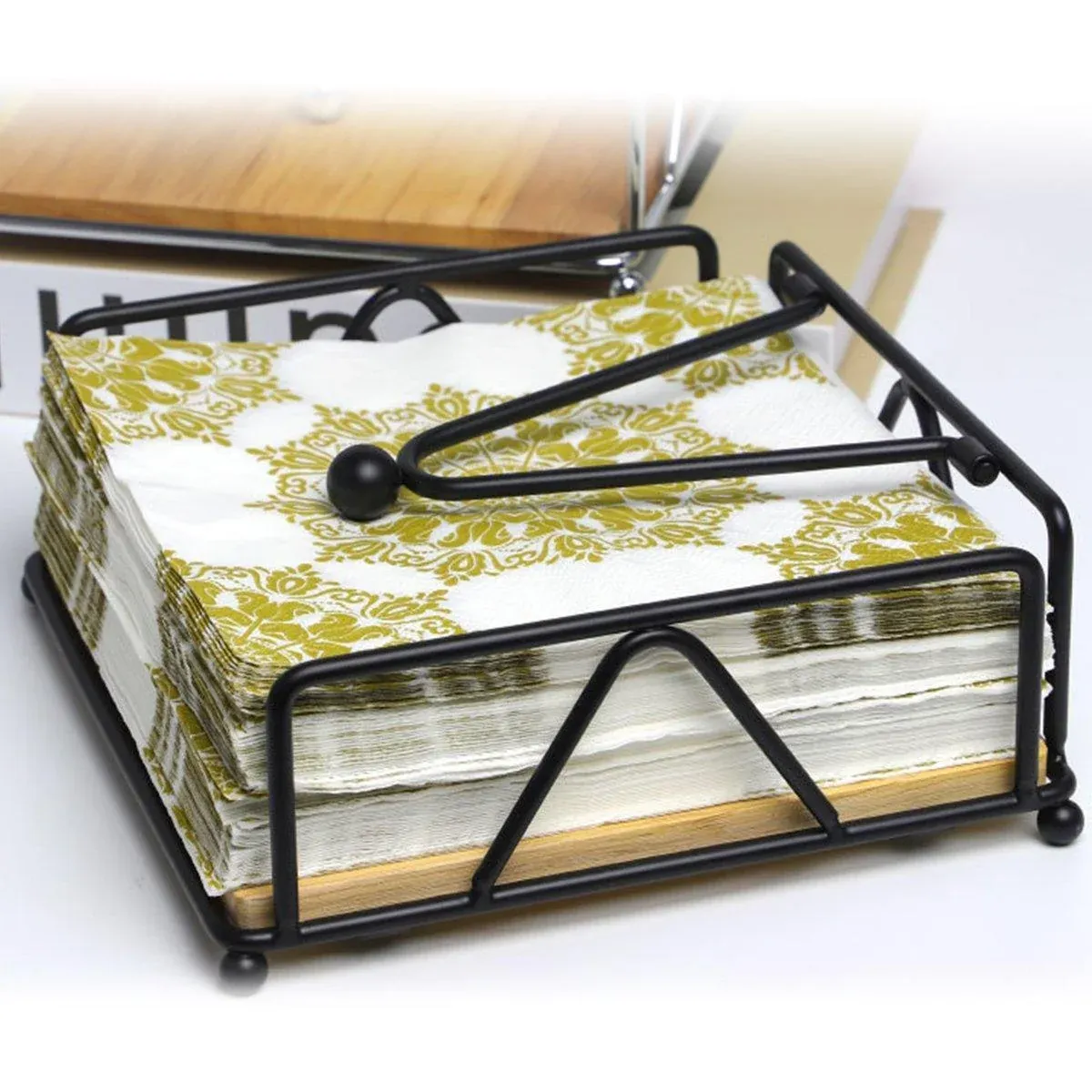 Steel Napkin Holder Serviette Rack Organiser Kitchen Serving Bar 3 Colours - Gold view 12