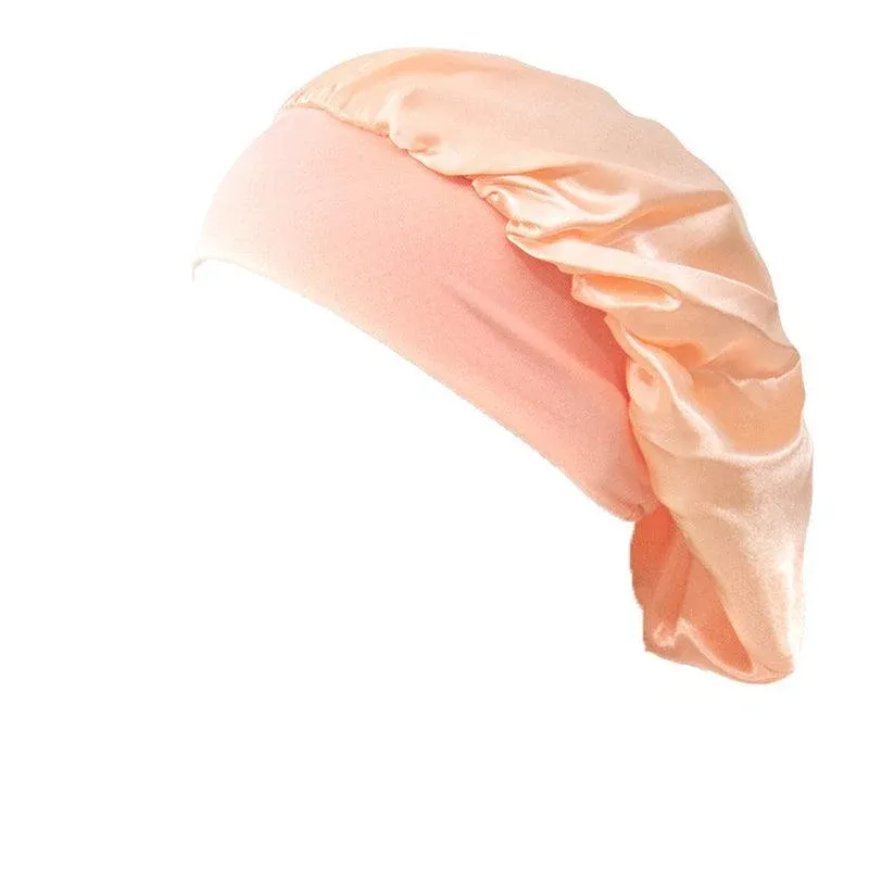 Sleeping Bonnet Hair Wrap Silk Satin Cap Women Elastic Night Soft Hat Headwear — image 1