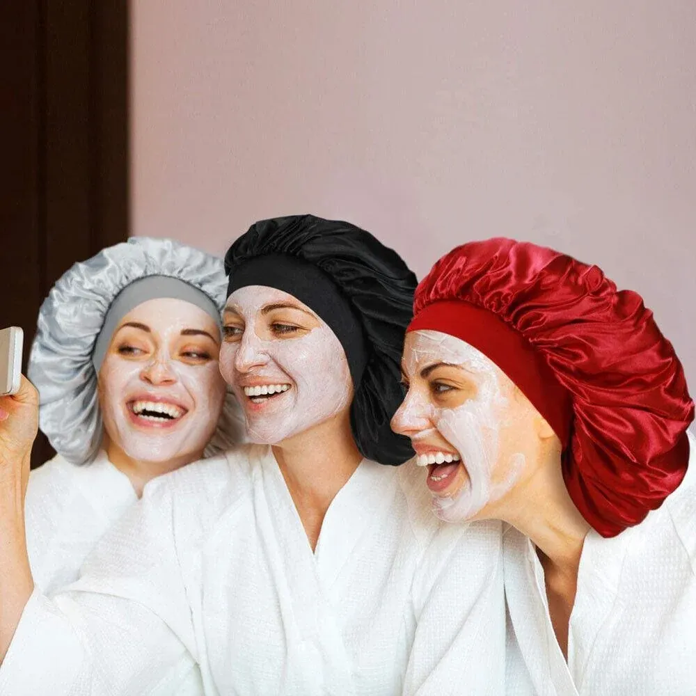 Sleeping Bonnet Hair Wrap Silk Satin Cap Women Elastic Night Soft Hat Headwear view 6