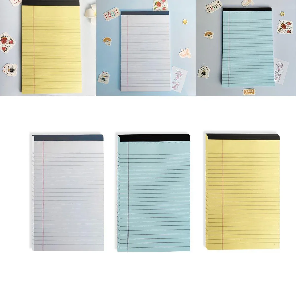 4PCS Tearable Lined Notepad Simple Design Colourful Memo Pad Notebook - White view 13