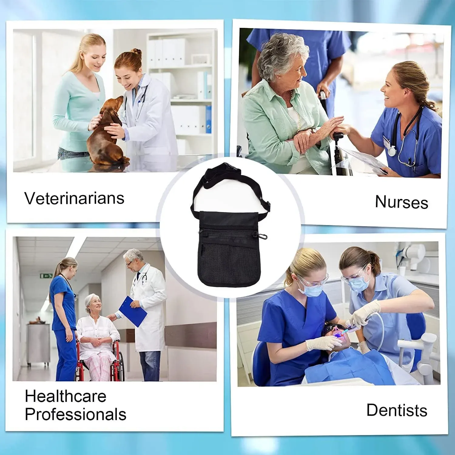 Nurse Pouch Waist Bag Medical Tool Organizer Pocket Belt with Keyring - Purple view 10