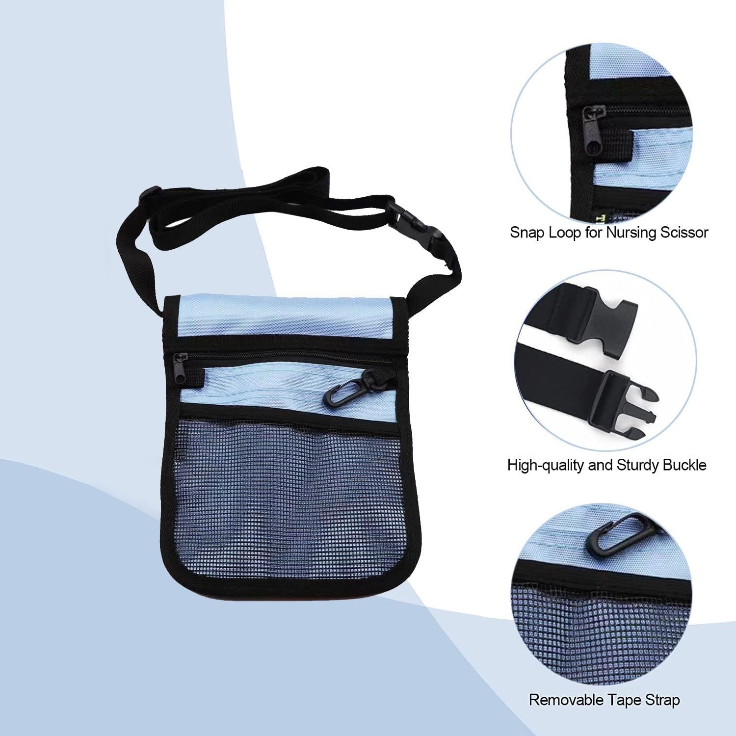 Nurse Pouch Waist Bag Medical Tool Organizer Pocket Belt with Keyring - Light Blue view 8
