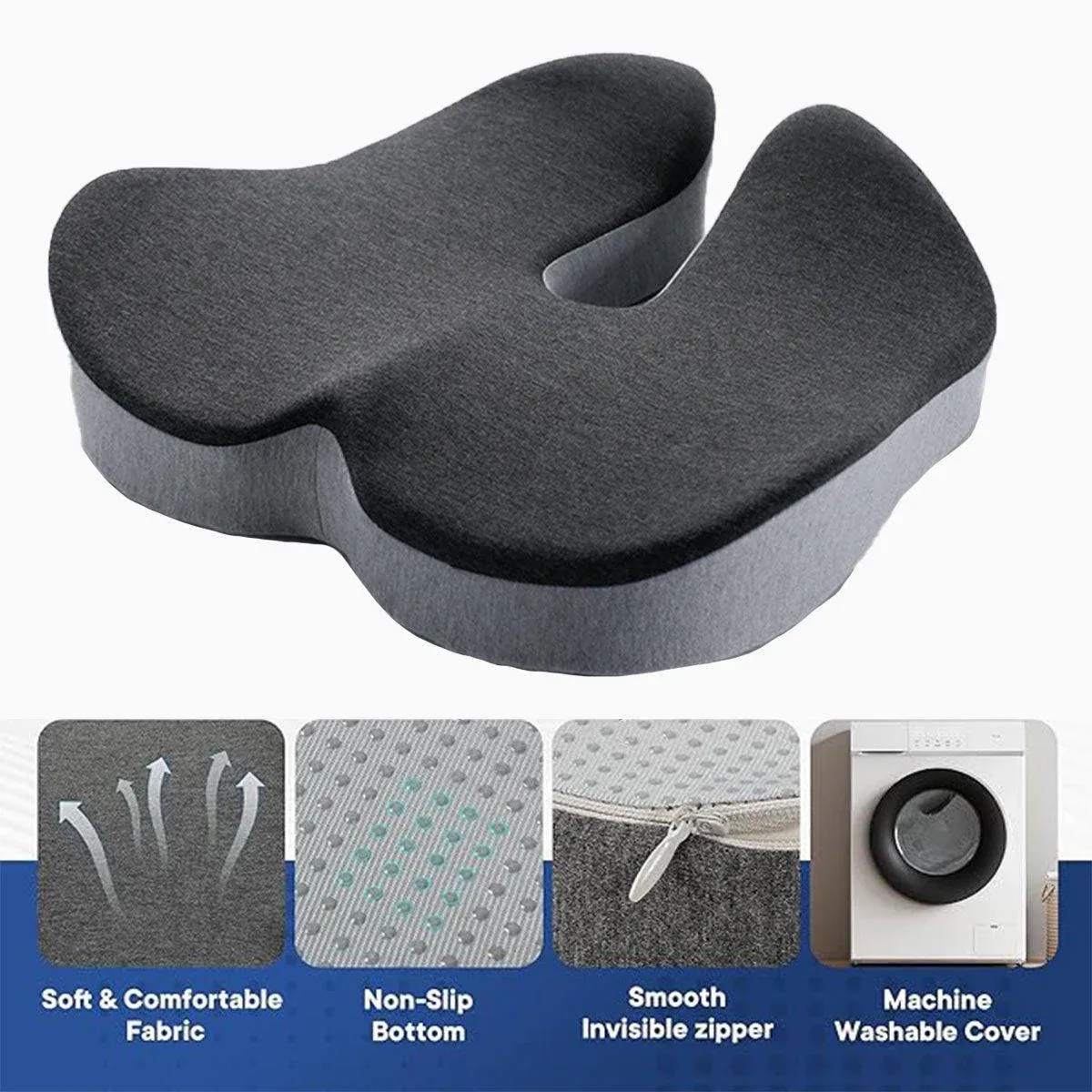 Slow Rebound Memory Foam Seat Cushion Office Chair Pad for Sedentary Hip Support view 4