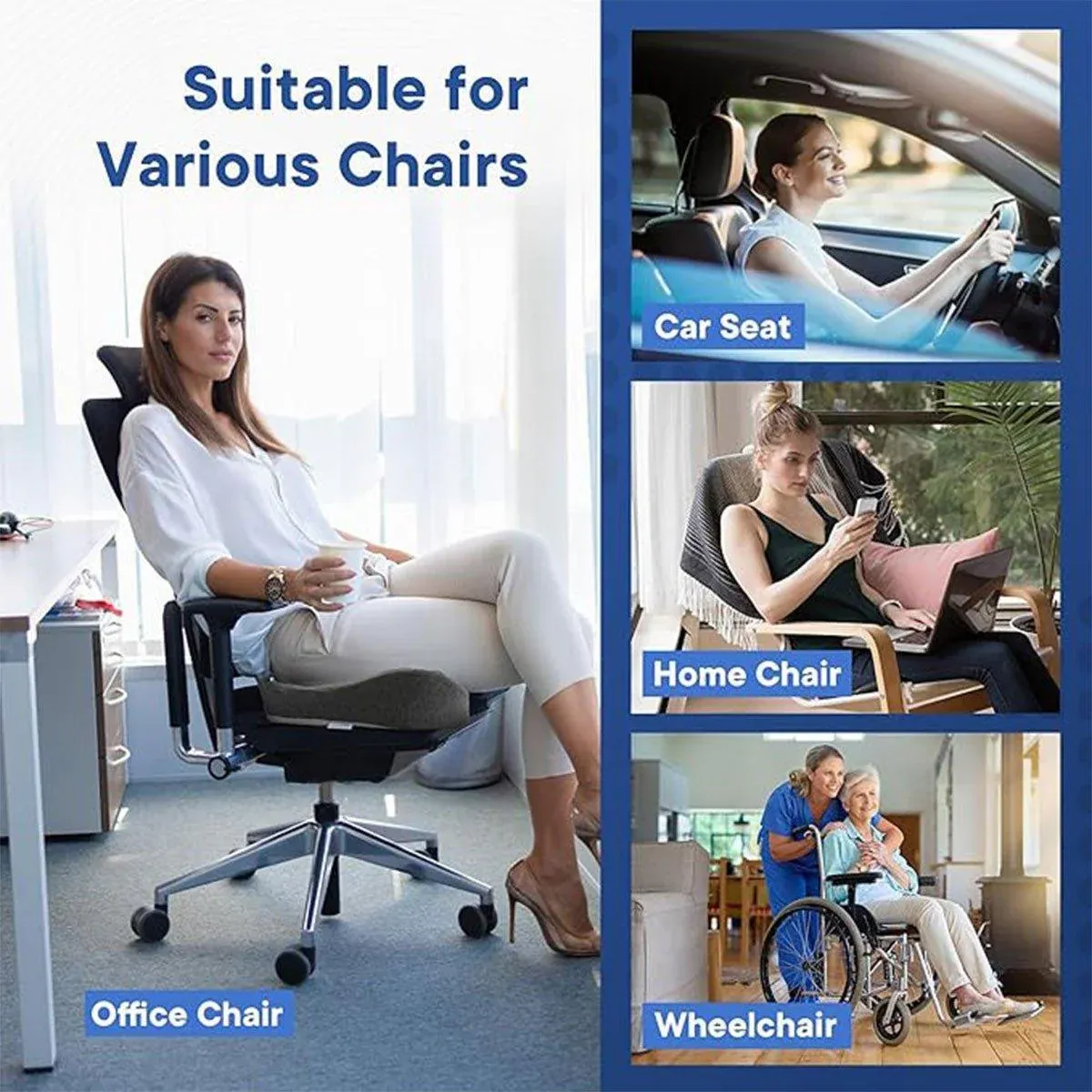 Slow Rebound Memory Foam Seat Cushion Office Chair Pad for Sedentary Hip Support view 10