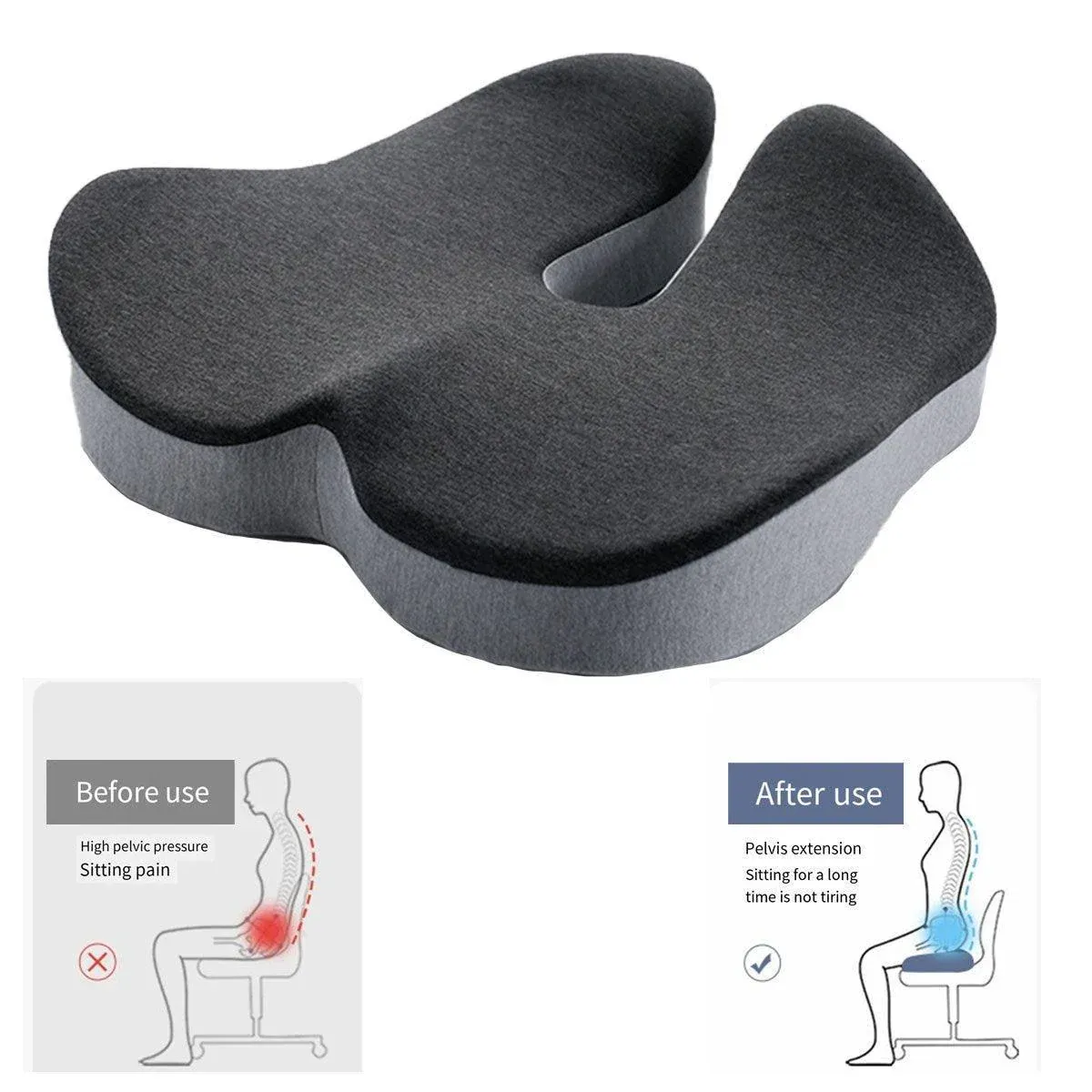 Slow Rebound Memory Foam Seat Cushion Office Chair Pad for Sedentary Hip Support view 11