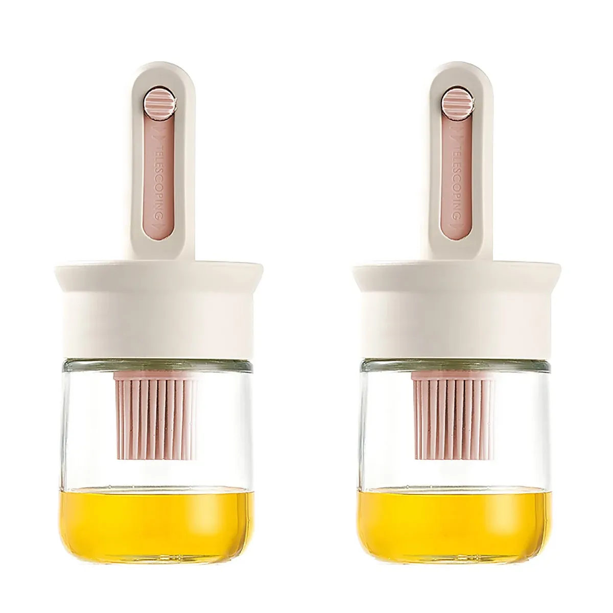 2pcs Glass Oil Bottles with Silicone Brush for Kitchen Cooking Oil Dispenser Set view 2