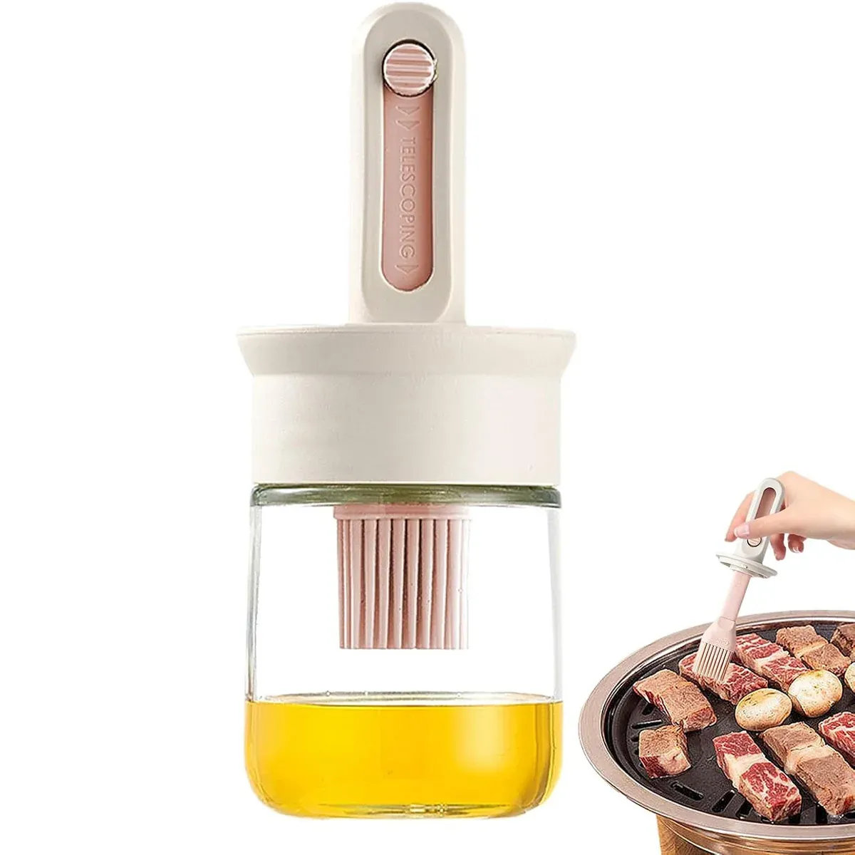 2pcs Glass Oil Bottles with Silicone Brush for Kitchen Cooking Oil Dispenser Set view 11