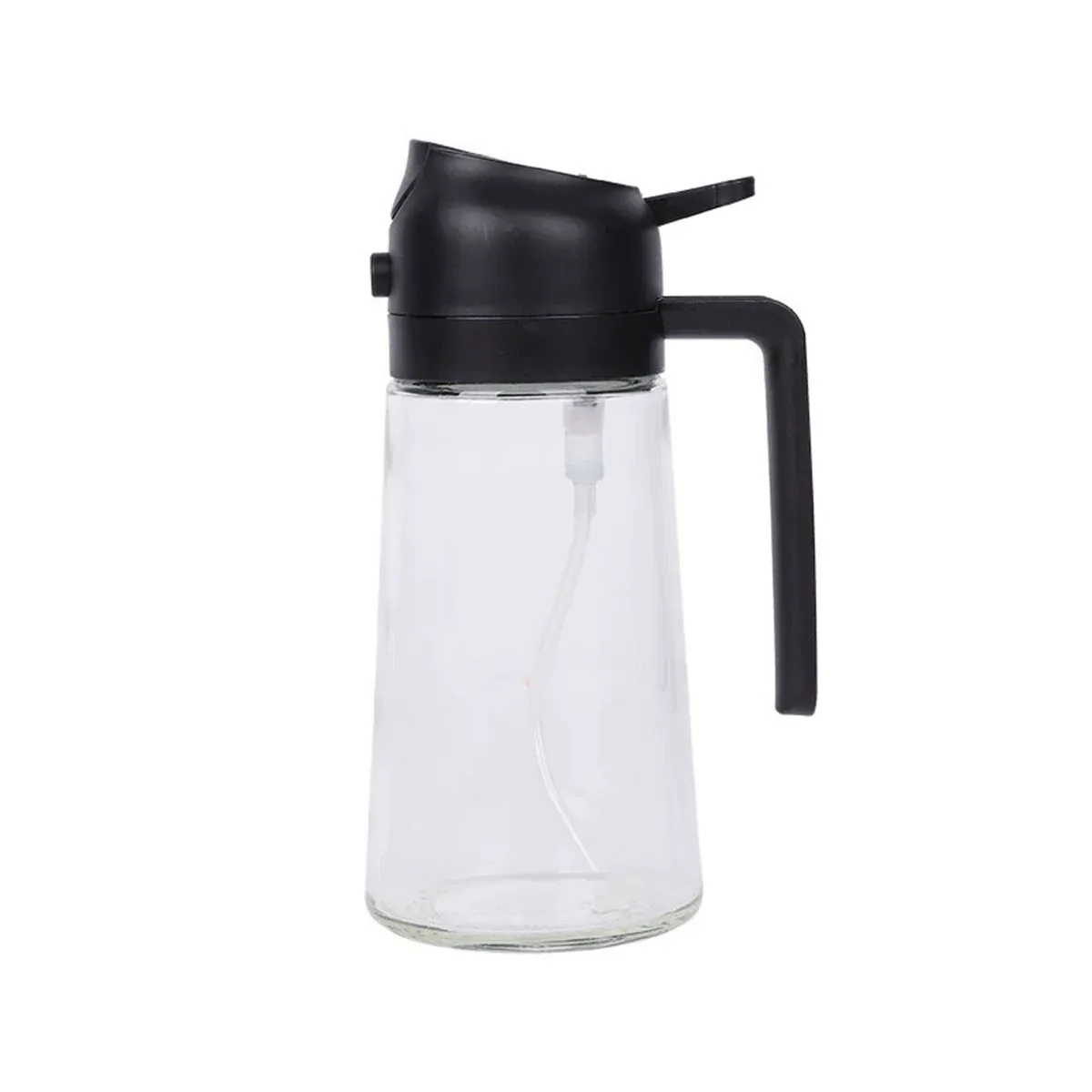 2-in-1 470ml Glass Oil Bottle Spray Pour Automatic Pressure Control Kitchen