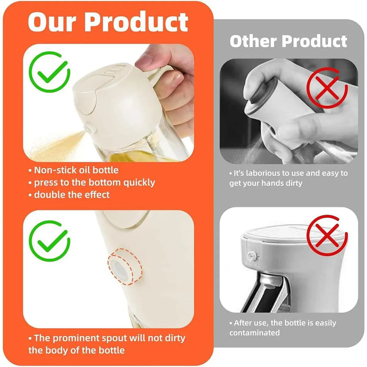 2-in-1 470ml Glass Oil Bottle Spray Pour Automatic Pressure Control Kitchen view 6