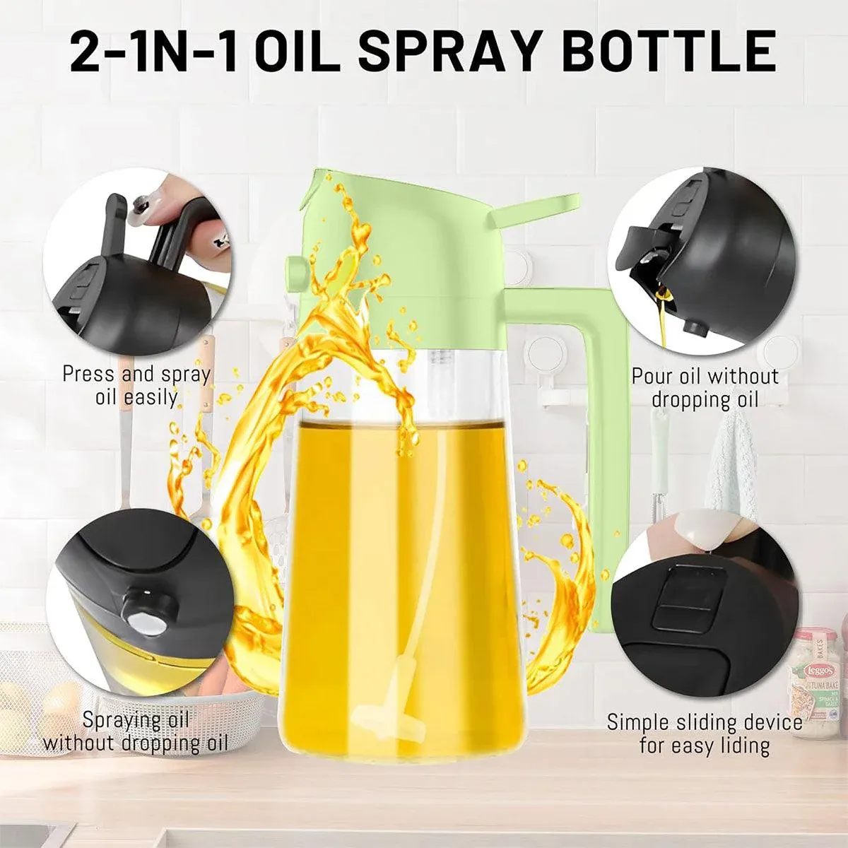 2-in-1 470ml Glass Oil Bottle Spray Pour Automatic Pressure Control Kitchen view 8