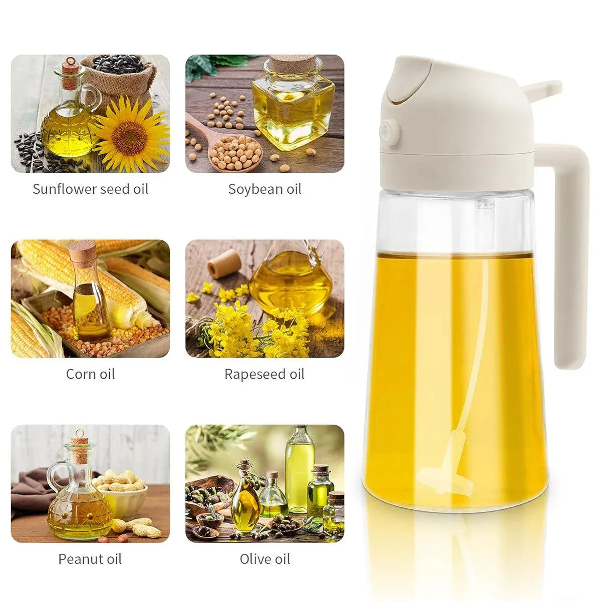 2-in-1 470ml Glass Oil Bottle Spray Pour Automatic Pressure Control Kitchen view 11