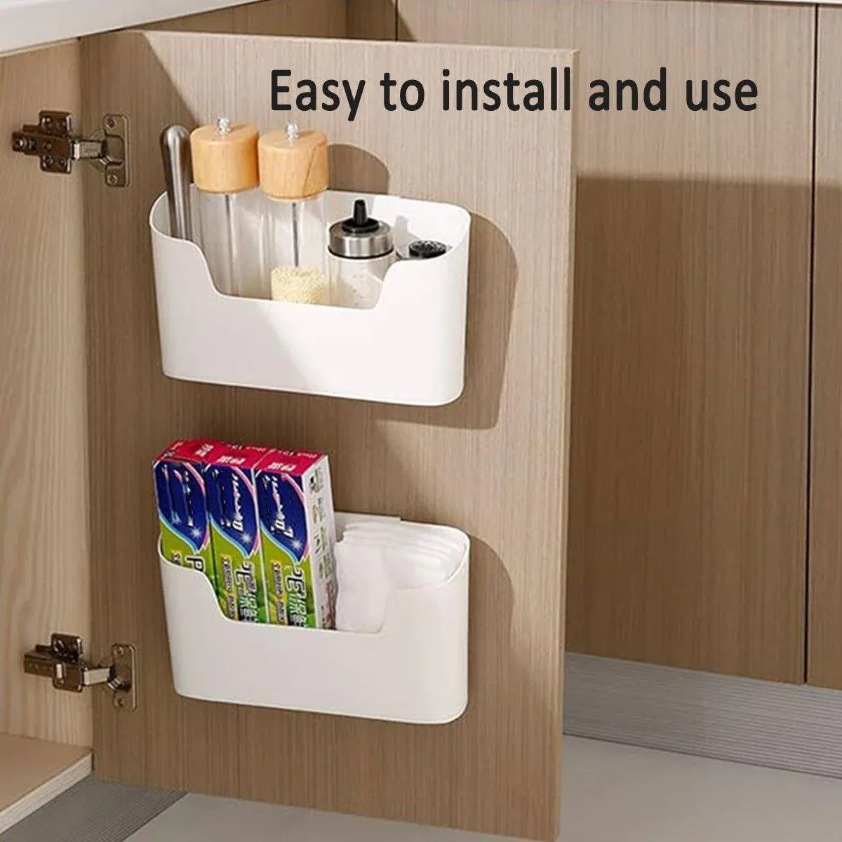 2PCS Wall Mounted Storage Rack Kitchen Bathroom Cabinet Door Sundries Holder view 5