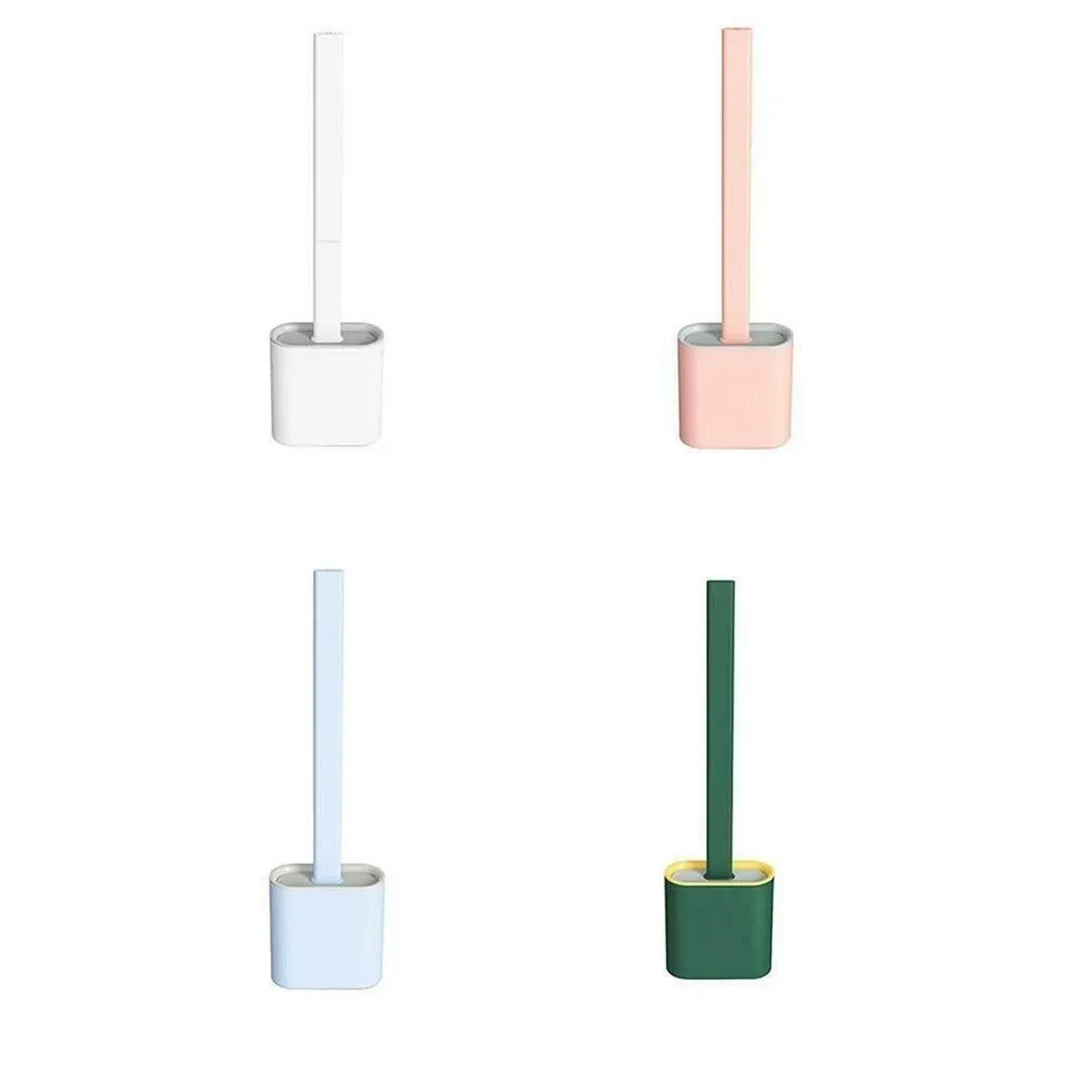 TPR Toilet Brush Set Silicone-Like Head with Holder Wall Mounted Detachable view 3