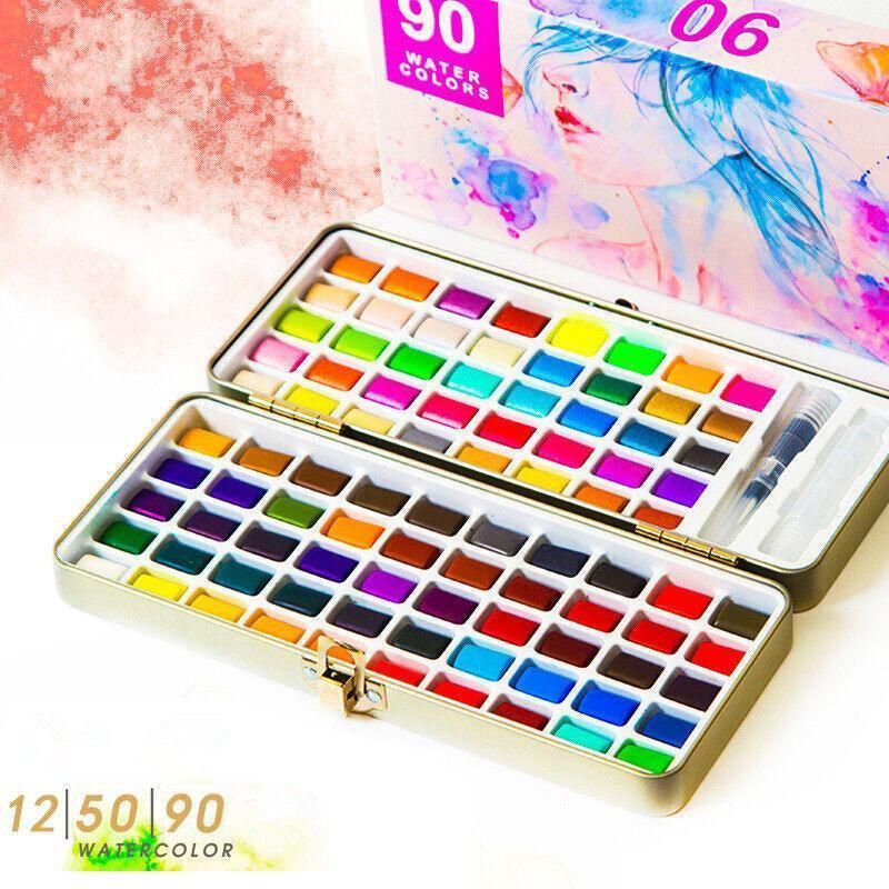 12-90 Watercolour Paint Set With Brush Painting Water Colour Kits - 12 Colours view 2