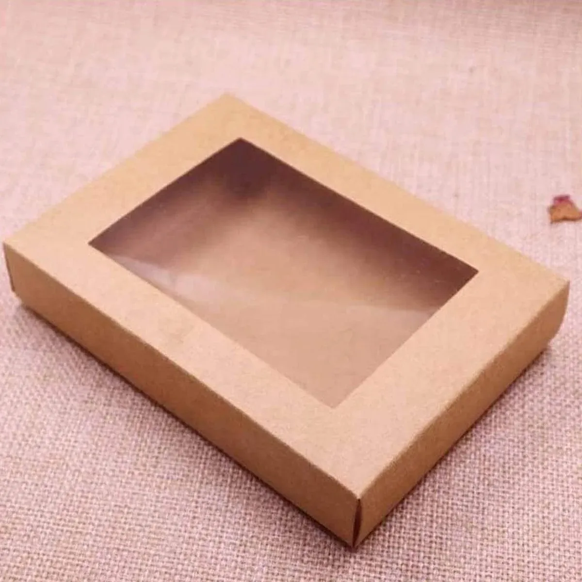 50PCS Kraft Paper Gift Boxes with PVC Window White Black Bakery Packaging view 9
