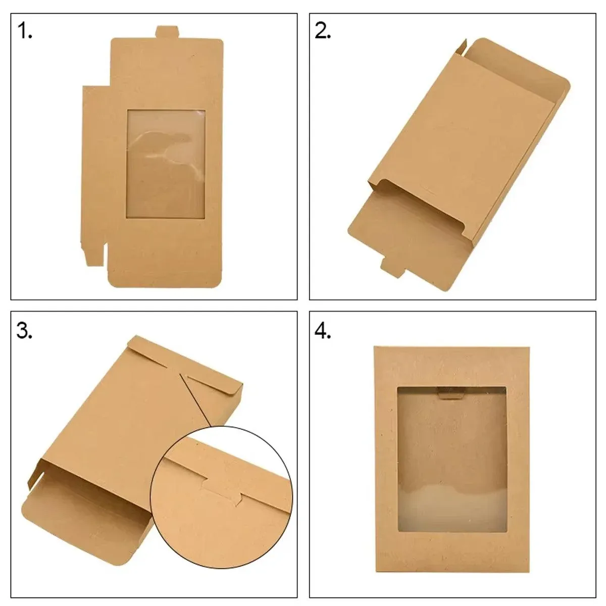 50PCS Kraft Paper Gift Boxes with PVC Window White Black Bakery Packaging view 13
