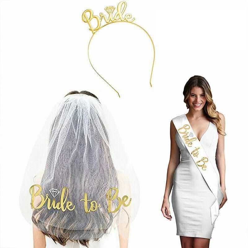 Bride To Be Hen Veil Sash Tiara Hens Night Bridal Shower Kitchen Tea