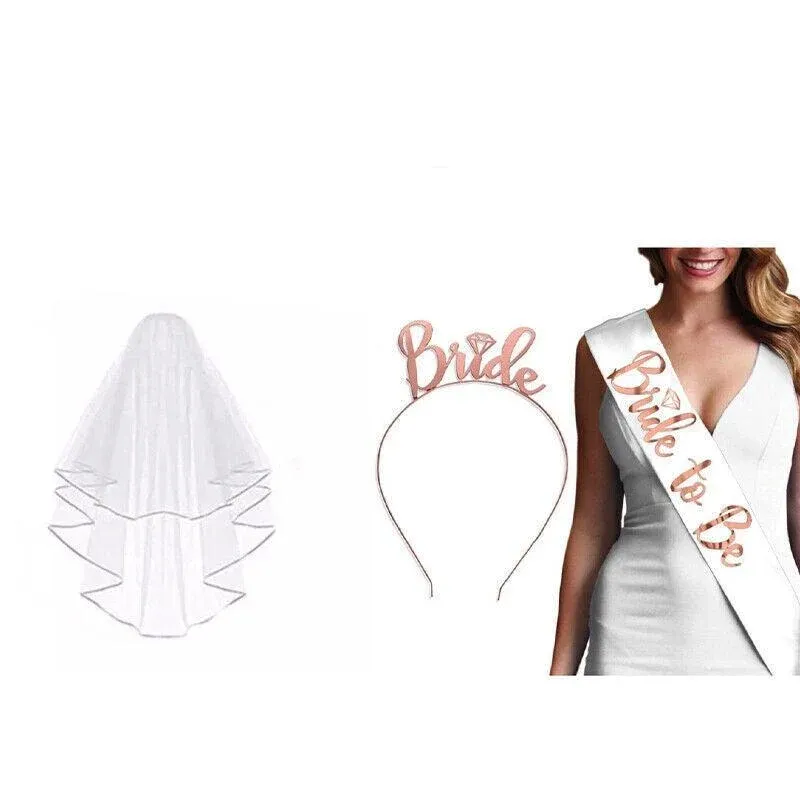 Bride To Be Hen Veil Sash Tiara Hens Night Bridal Shower Kitchen Tea