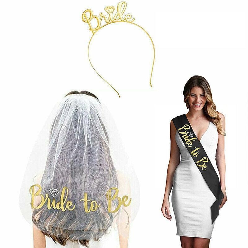 Bride To Be Hen Veil Sash Tiara Hens Night Bridal Shower Kitchen Tea