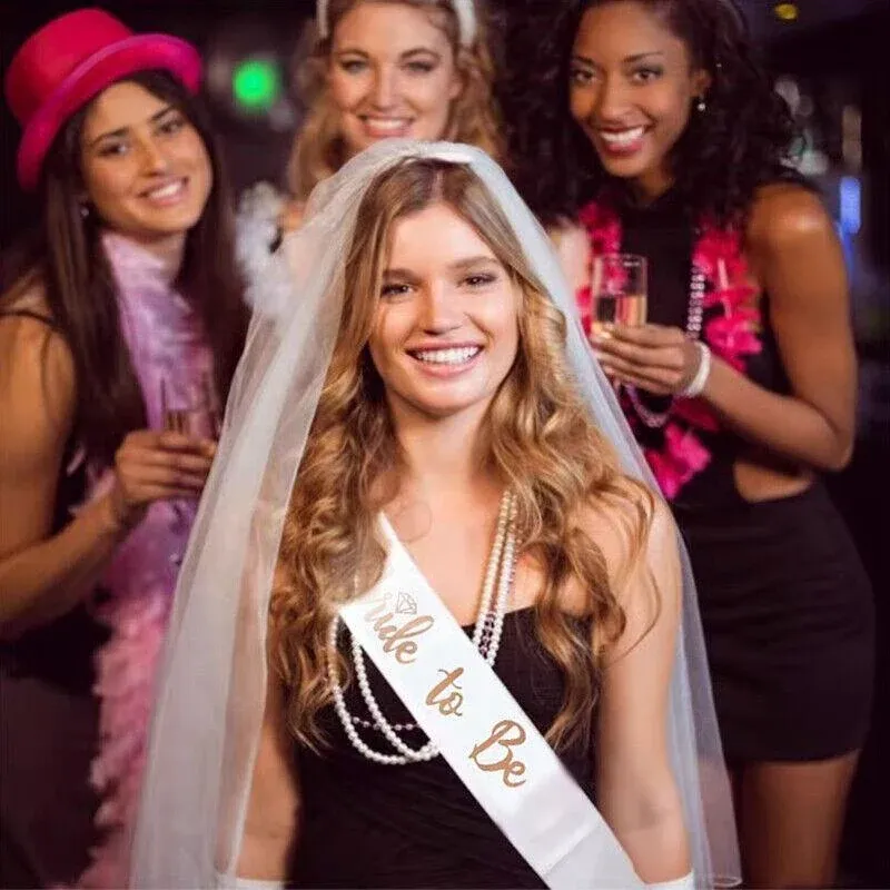 Bride To Be Hen Veil Sash Tiara Hens Night Bridal Shower Kitchen Tea view 10