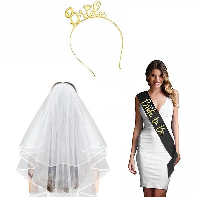 Bride To Be Hen Veil Sash Tiara Hens Night Bridal Shower Kitchen Tea