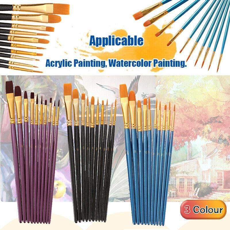 10pcs Artist Paint Brush Set Acrylic Oil Watercolour Gouache Painting Supplies view 2