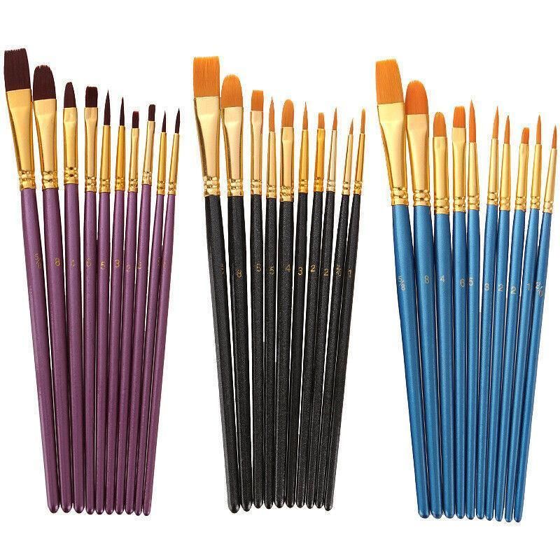 10pcs Artist Paint Brush Set Acrylic Oil Watercolour Gouache Painting Supplies view 3
