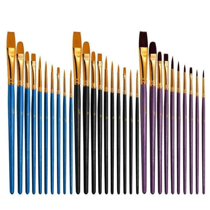 10pcs Artist Paint Brush Set Acrylic Oil Watercolour Gouache Painting Supplies view 11