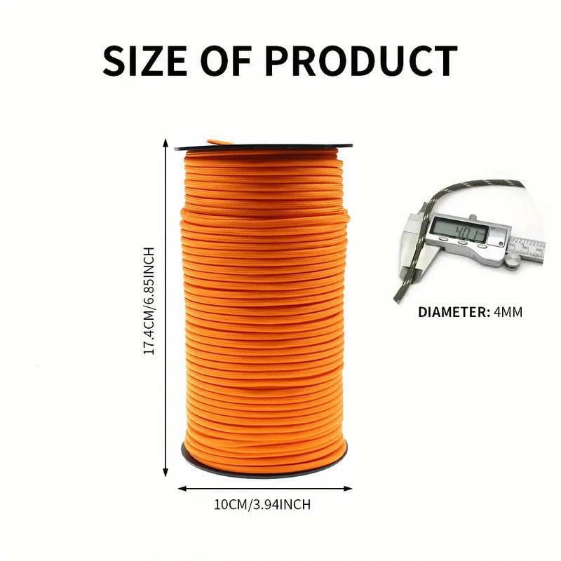 100m Paracord Outdoor Camping Binding Braided Rope Survival Gear Hiking Rope - Red view 4