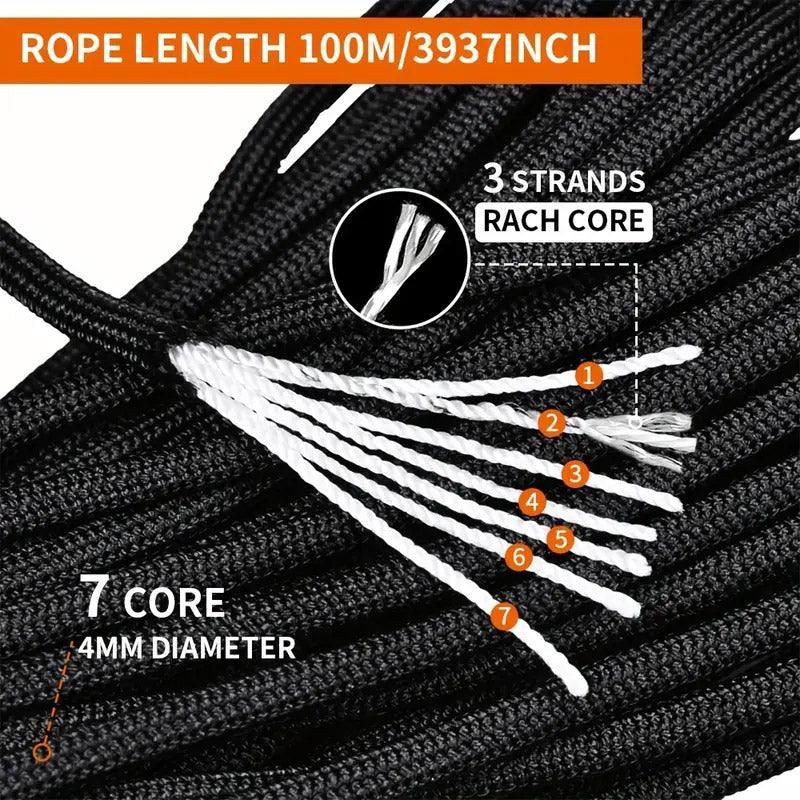 100m Paracord Outdoor Camping Binding Braided Rope Survival Gear Hiking Rope - Red view 7