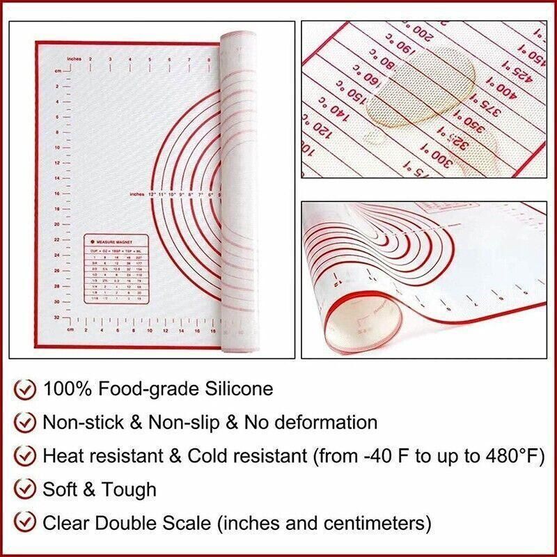 Non-Stick Silicone Baking Mat Rolling Cake Dough Scale Pastry Clay Fondant view 3