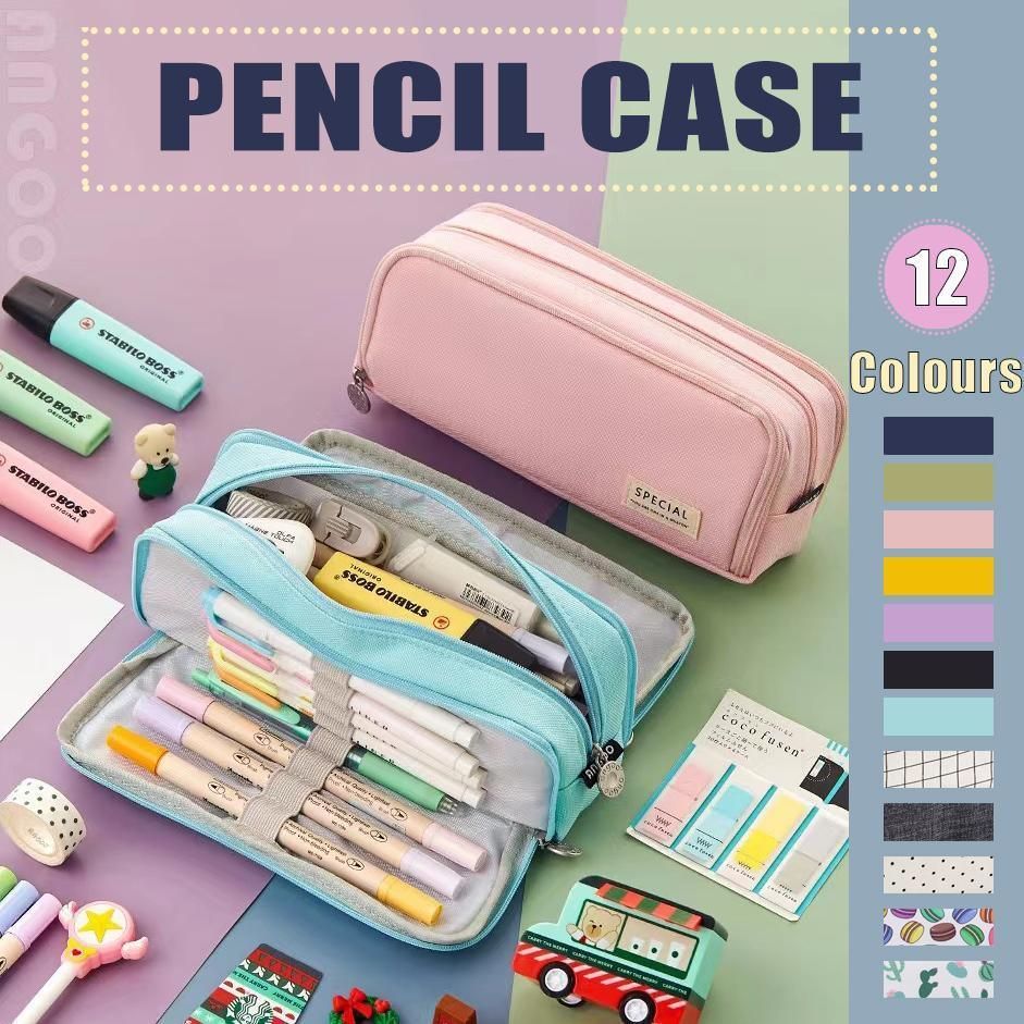 Zipper Pencil Case Large Capacity Storage Bag School Stationery Makeup view 2