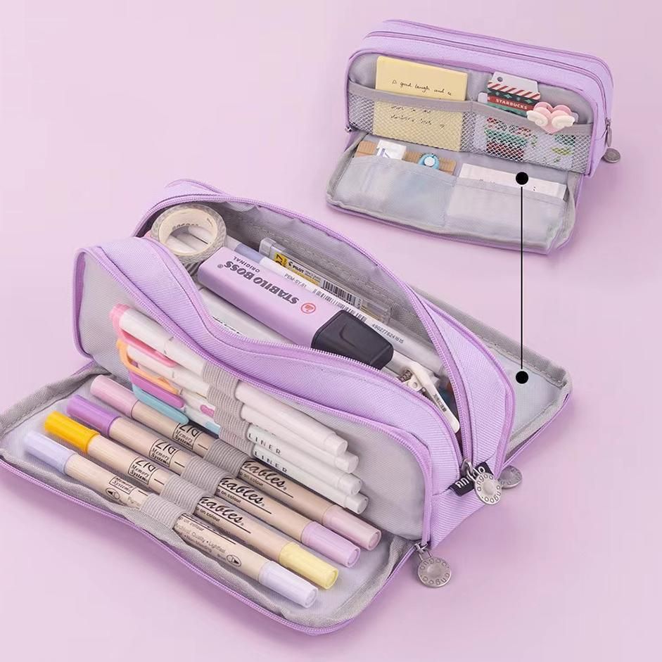 Zipper Pencil Case Large Capacity Storage Bag School Stationery Makeup view 5
