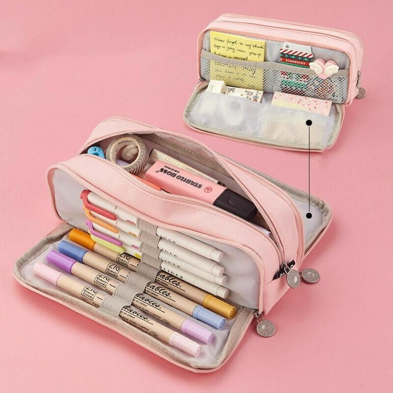 Zipper Pencil Case Large Capacity Storage Bag School Stationery Makeup view 7