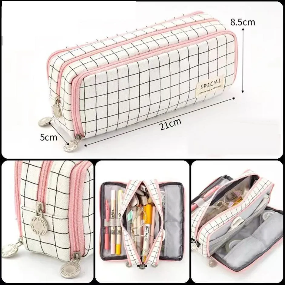 Zipper Pencil Case Large Capacity Storage Bag School Stationery Makeup view 8