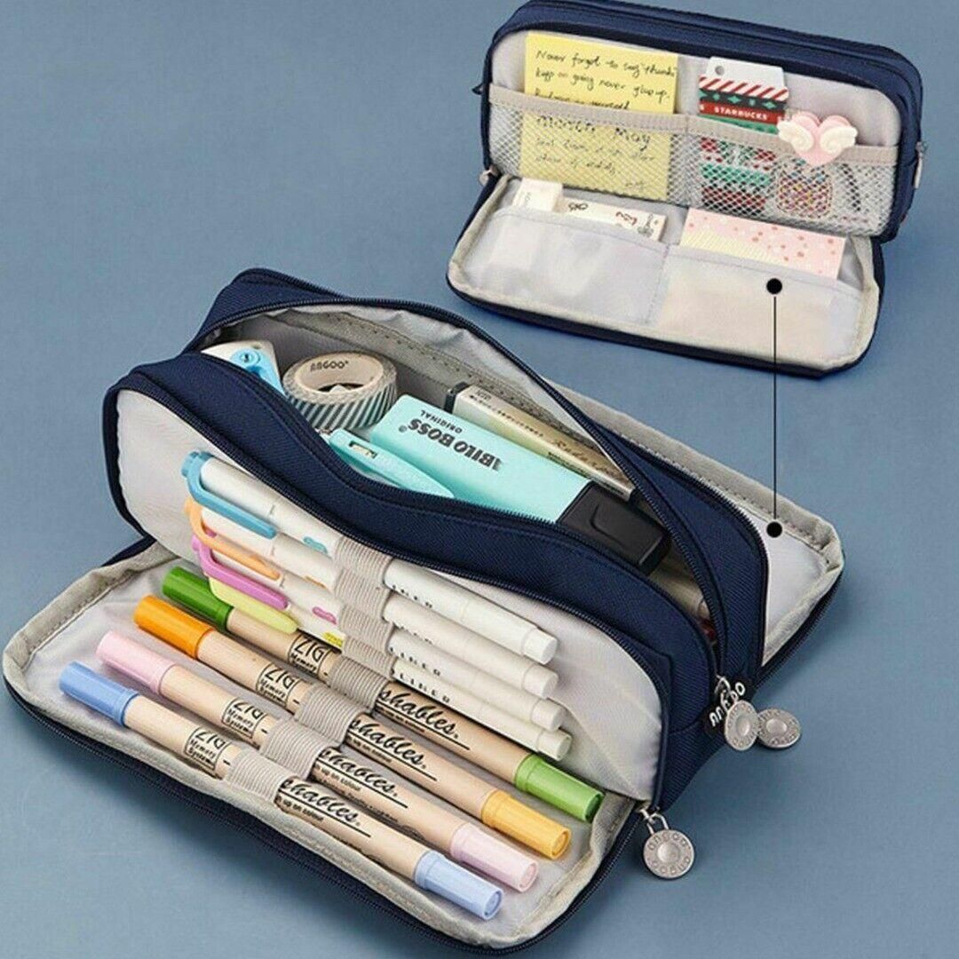 Zipper Pencil Case Large Capacity Storage Bag School Stationery Makeup view 13