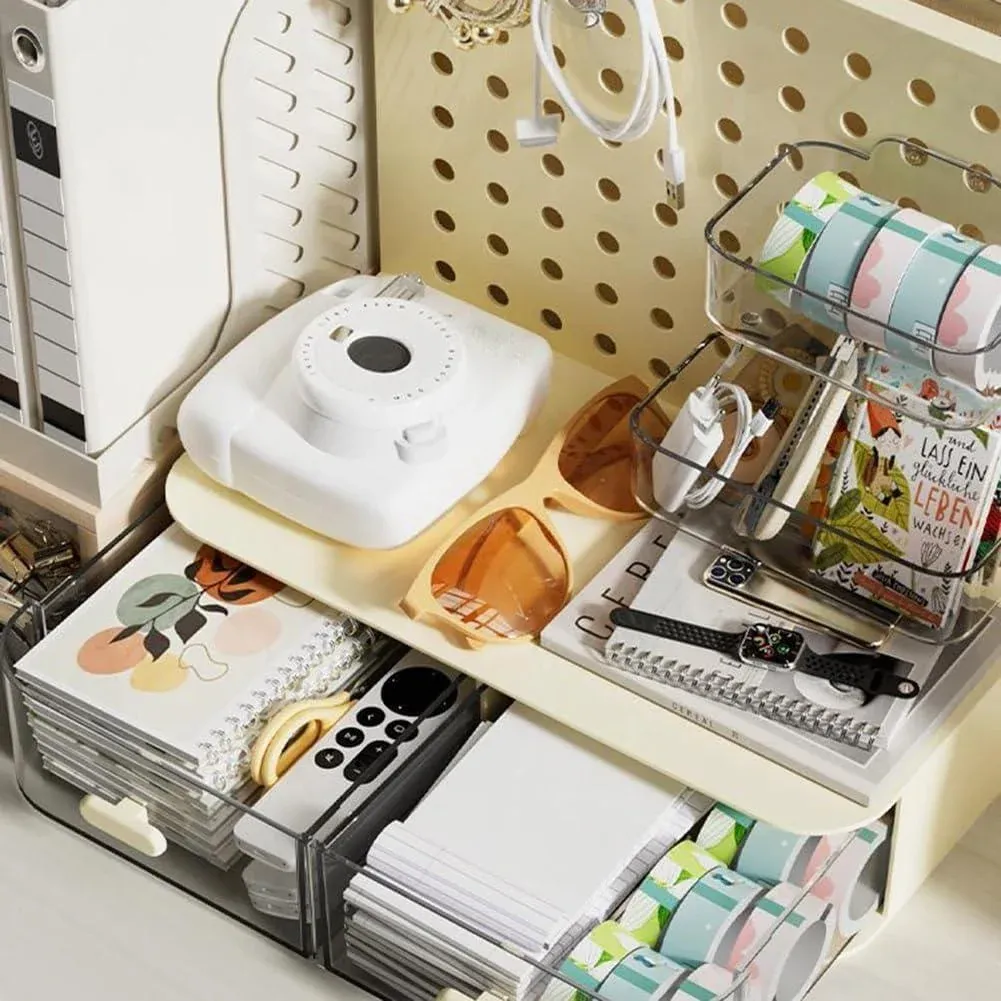 Desktop Storage Box Drawer Organizer Hole Plate Shelf Sub Storage Solution view 7