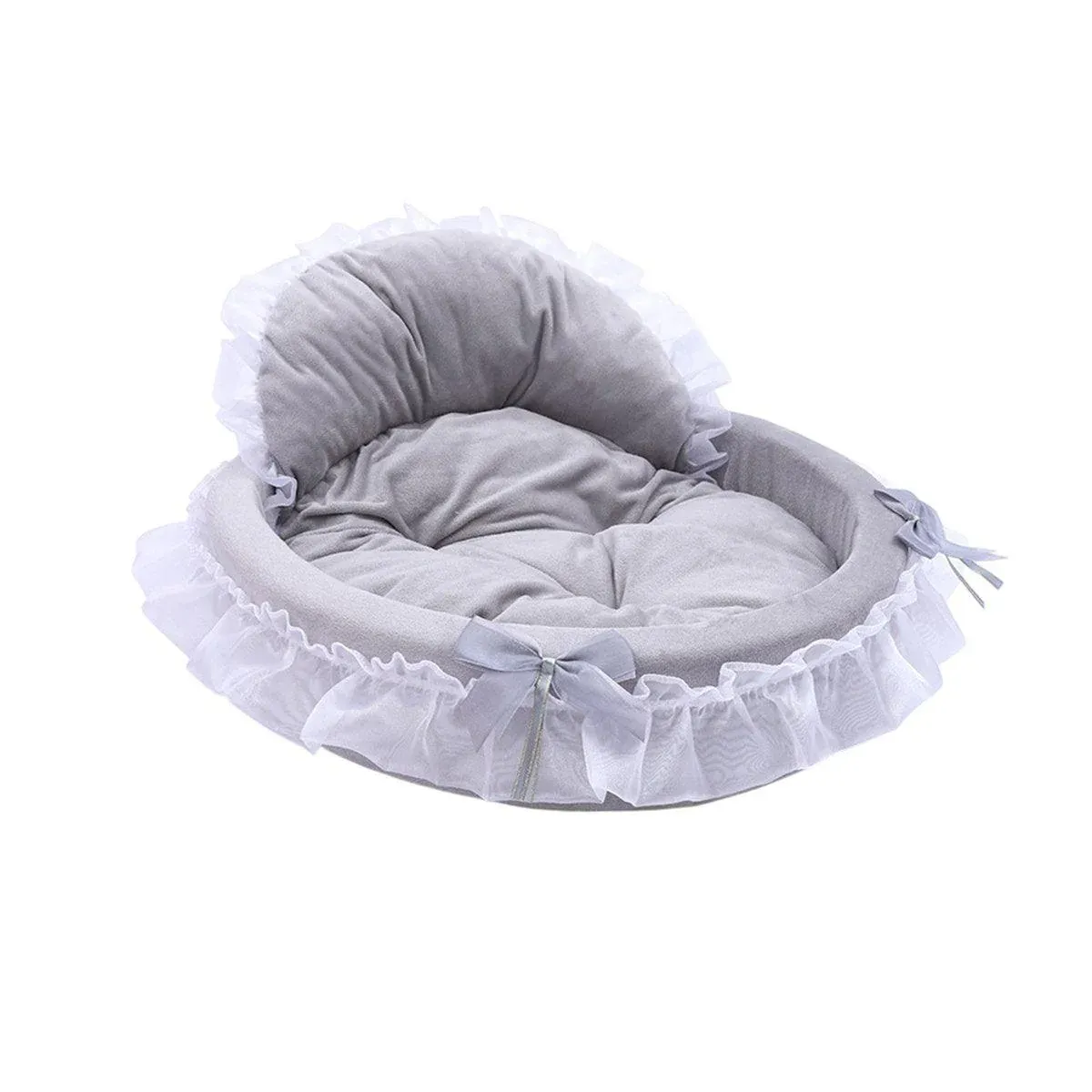 Princess Pet Kennel Soft Comfortable Cat and Dog Bed House for Small Pets - Grey