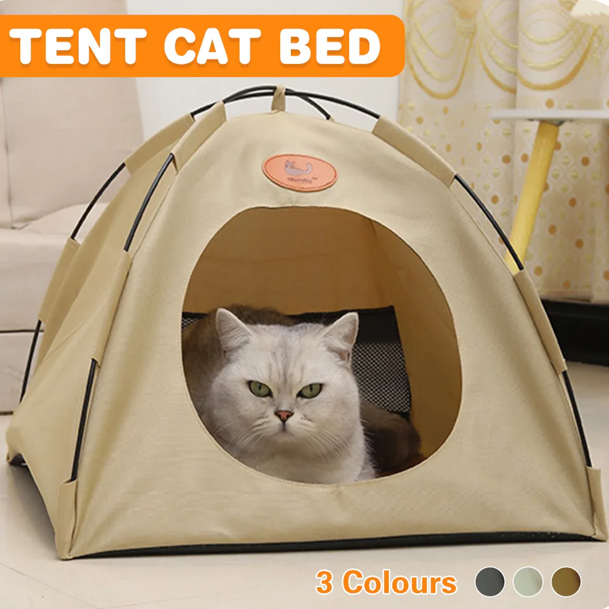 Folding Camping Pet Tent for Cats Puppy Bed Indoor Cat Nest Dog Cave Style view 2